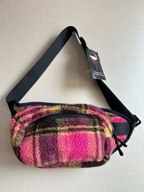 No Boundaries Tartan Fleece Sherpa Funny Pack Multi Use Waistpack/Crossbody. New